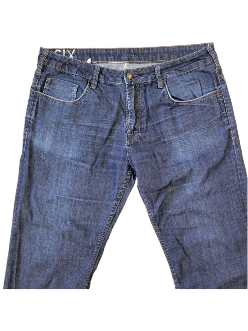 Buffalo David Bitton Straight Six Jeans 36/30 Blue Stretch Button Fly Straight - Picture 6 of 10